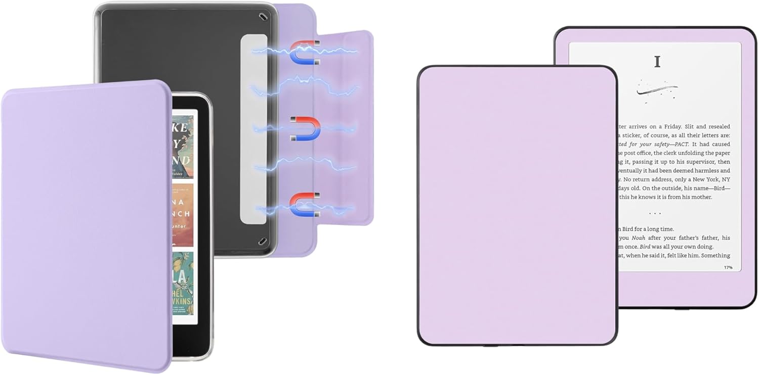 Detachable Magnetic Case for 7'' Kindle Paperwhite 12th Gen 2024 and Kindle Colorsoft Signature Edition, Light Blue Skin Sticker for 7'' Kindle Paperwhite 12th Gen 2024