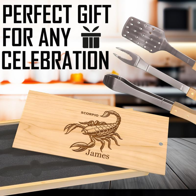 Set para Parrilla Con Grabado Personalizado Signo Escorpio miniatura 3