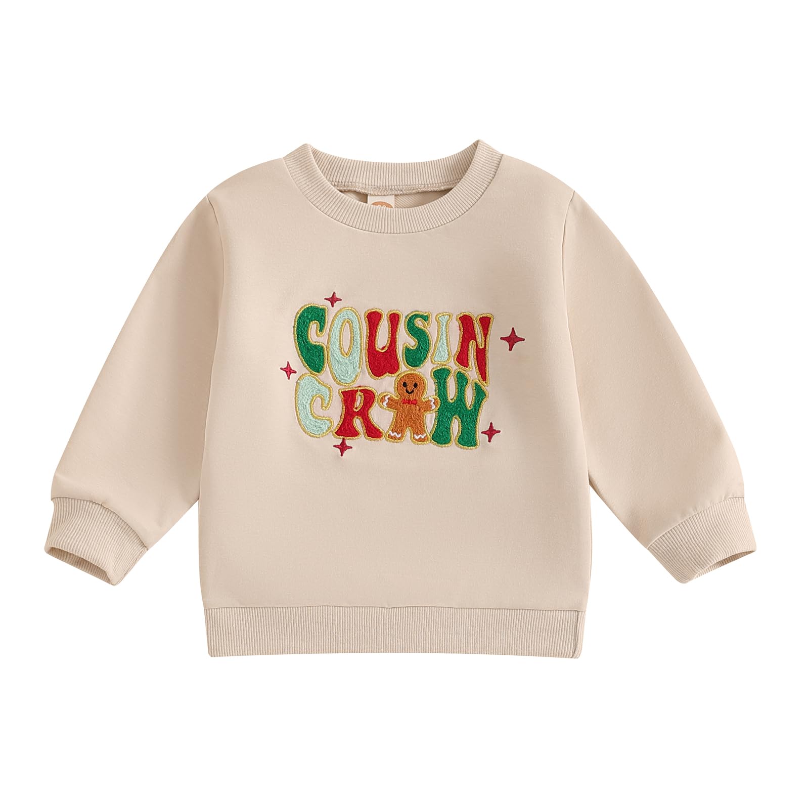 Toddler Baby Boy Girl Christmas Outfit Cousin Crew Matching Sweater Gingerbread Shirts Sweatshirt Clothes (Cute Cousin Crew Gingerbread Beige, 4-5 Years)