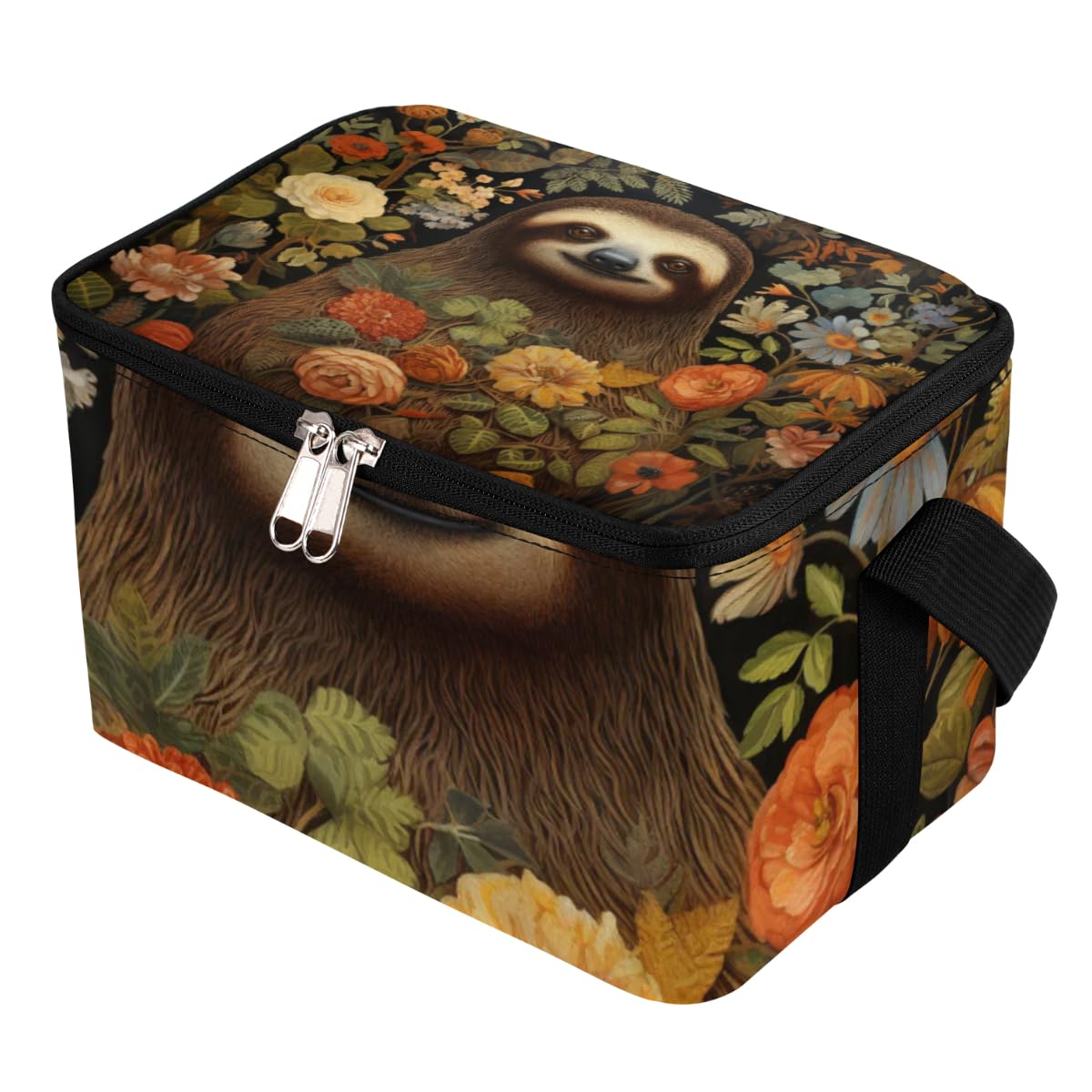 GzLeyigou Lunch Bags for Women Men 9 Cans,Sloth Hot & Cold Food Delivery Bag Insulated Grocery Bag Insulated Lunch Box Sloth Floral Cooler Bag for Office Work Picnic Beach