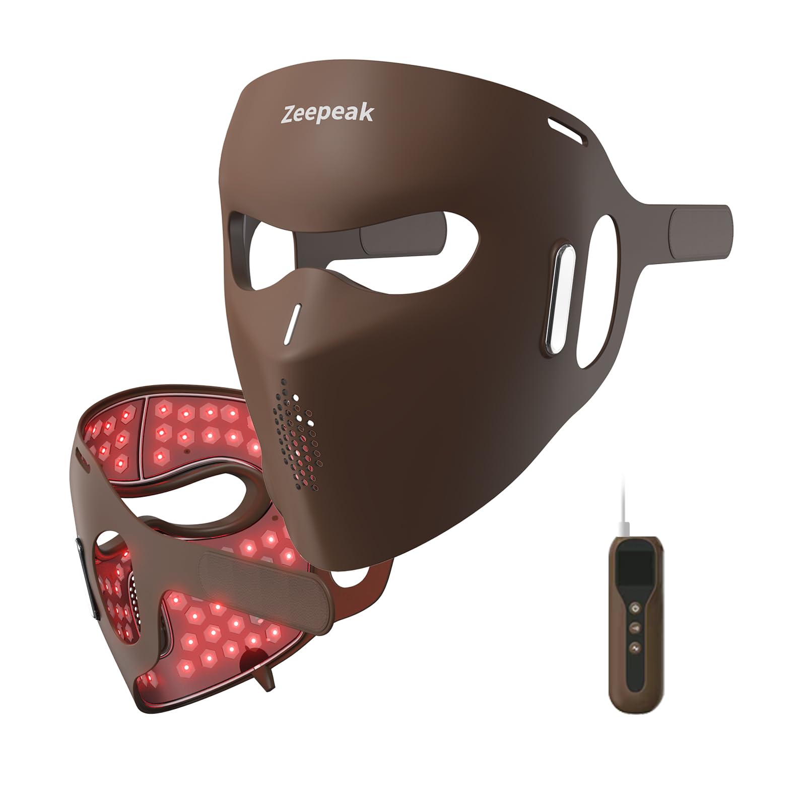 Photo 1 of Zeepeak 3D LED Red Light Therapy Mask for Face, FDA-Cleared, 360 LEDs, Anti-Aging & Blemish Repair,5 Modes Red, Blue, Yellow with 850nm & 1072nm Dual-NIR,Eye-Protection,Portable Design for Home Travel