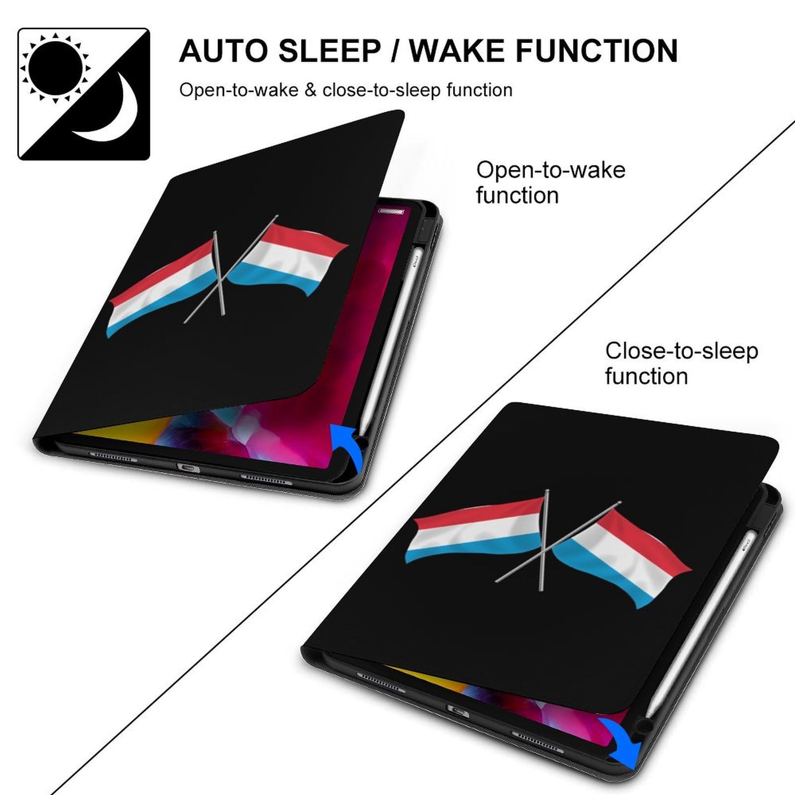 Luxemburg Waving Friendship Flag Funny Tablet Case Compatible with IPAD Pro 2020 (27.9 cm) Personality Protective Cover with Pen Slot