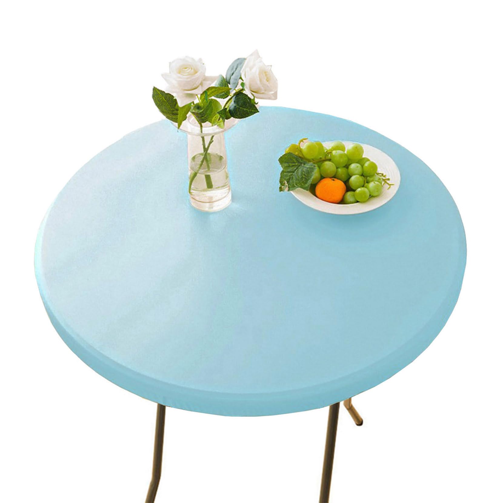 CIEEIN CIEHT PU Tablecloths Table cloth Tablecover Home Hotel Restaurant Bar Party Waterproof Oilproof Table Covers Light Blue Round 70cm
