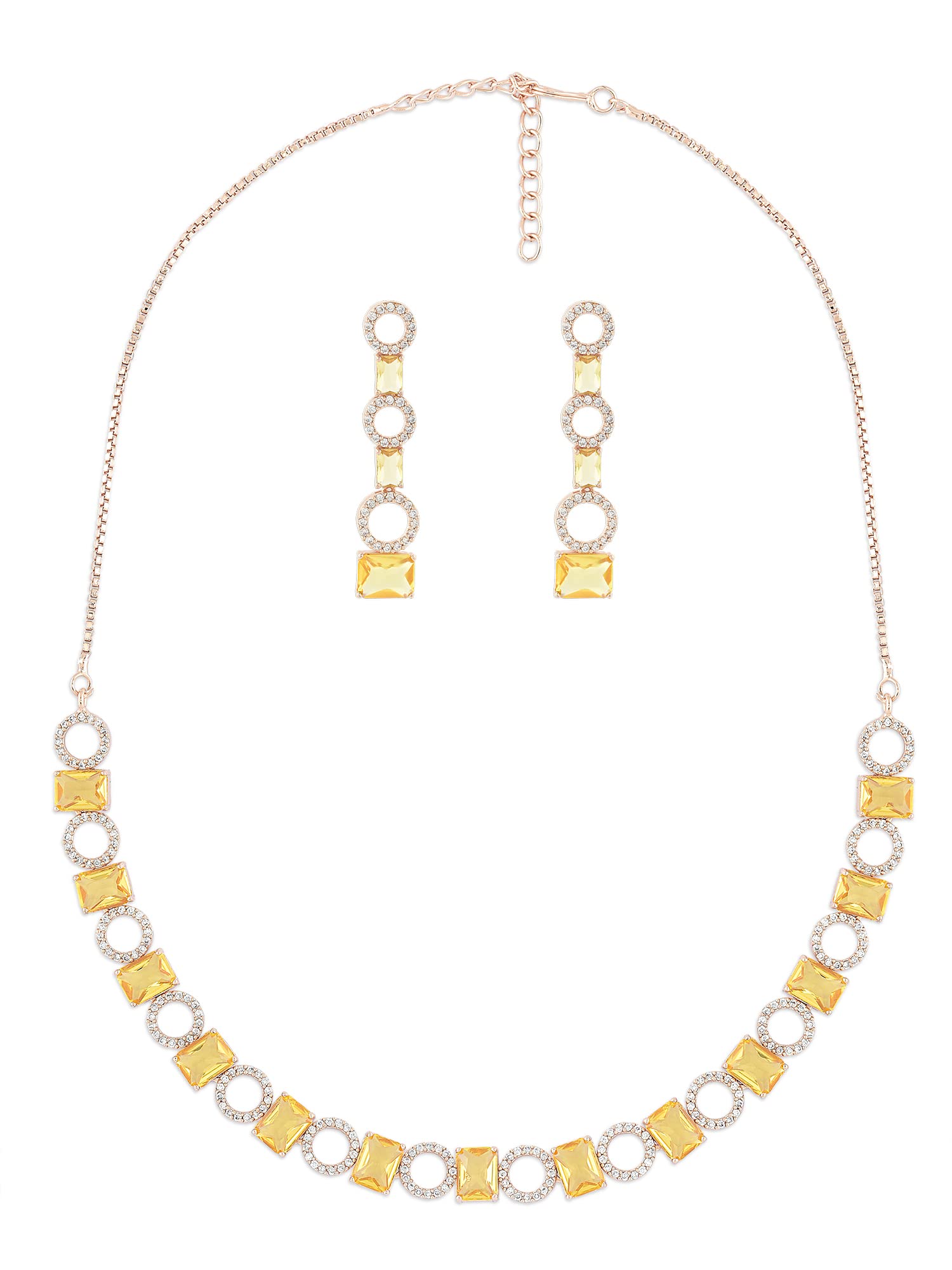 ZAVERI PEARLS Yellow Stones Dazzling Cubic Zirconia Contemporary Necklace & Earring Set For Women-ZPFK15570 (B0BVZNS6DZ) Amazon Price History, Amazon Price Tracker
