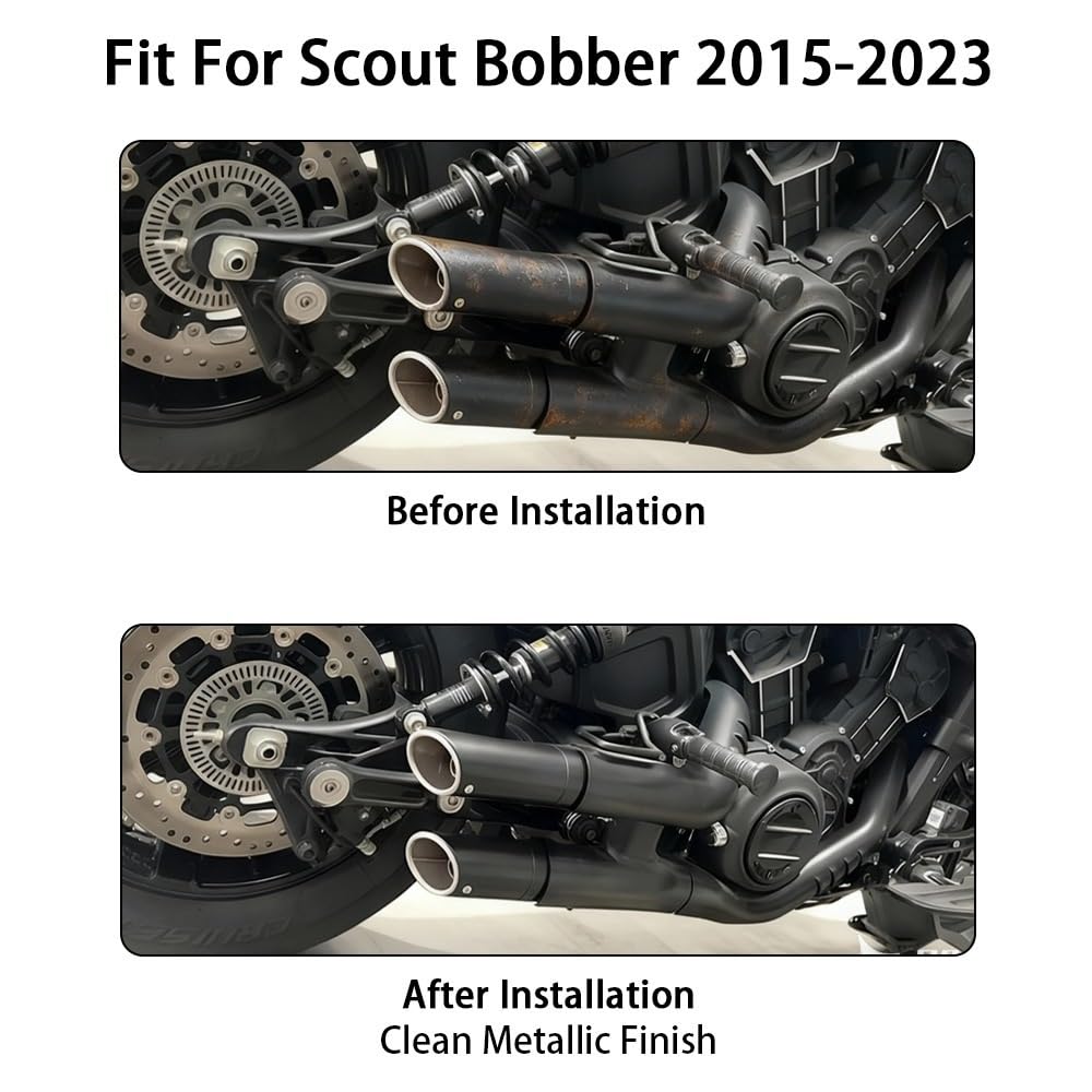 Pasuje Do Indian Scout Bobber Sixty Rogue Twenty Akcesoria Motocyklowe Wsuwany Układ Wydechowy Shorty rura wydechowa(Black)
