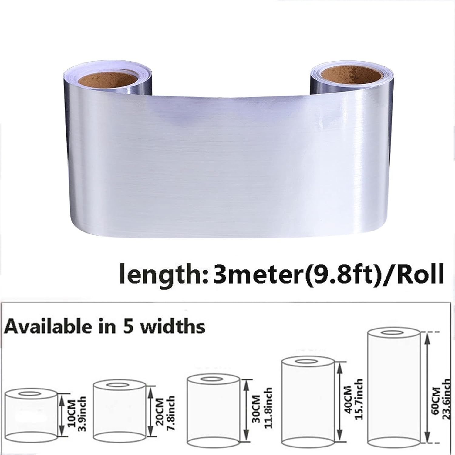 9.8 ft Self Adhesive Wall Edging Strip Waterproof Wallpaper Border Wall Border Decor, Wall Panels Peel off-Stick Ceiling Border Door Frame Waist Line Interior Decoration(Brushed silver,60cm(W)X5m(L))