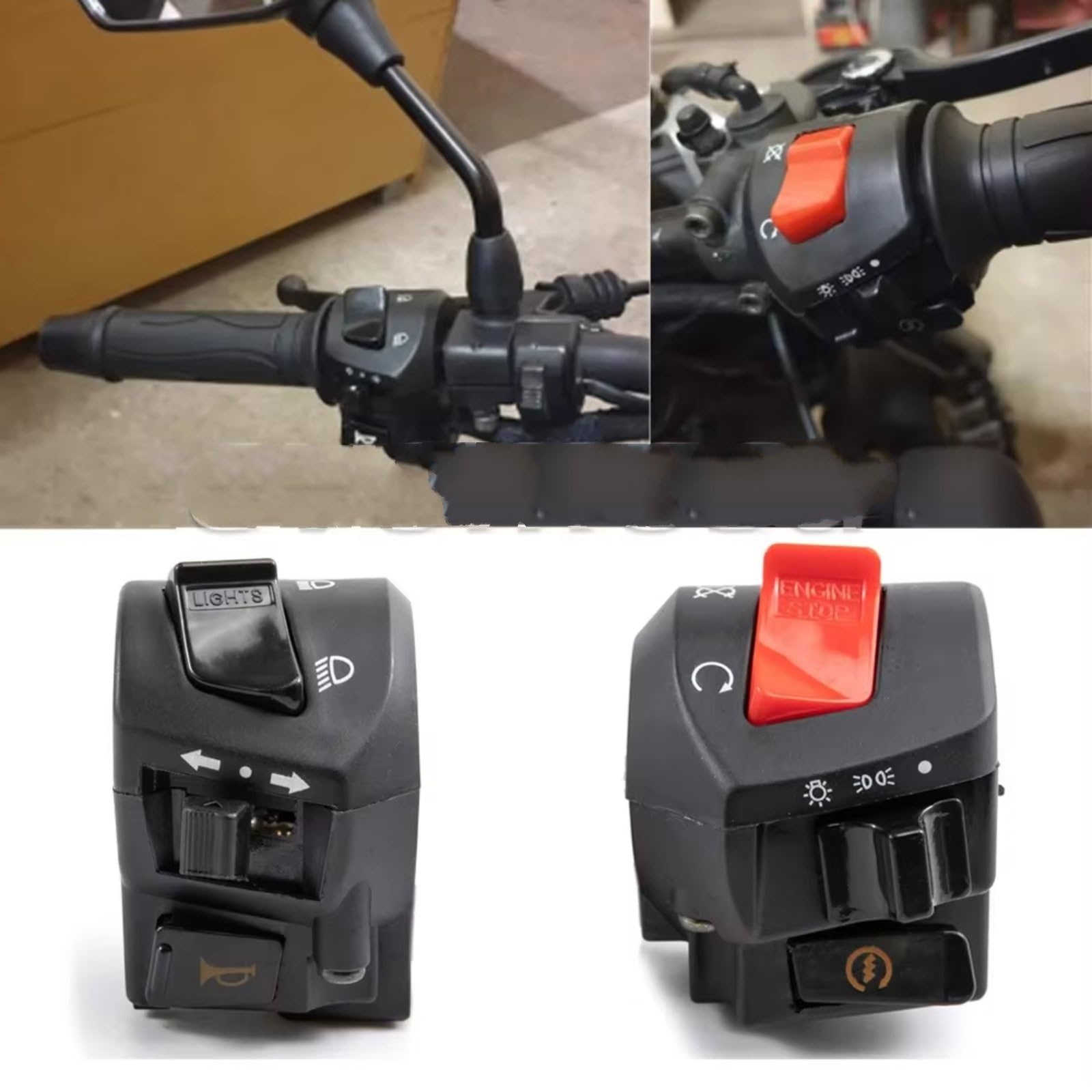 Interruttore Moto Controllo Manubrio Per 12V Universale Indicatore Di Direzione Faro Avviamento Elettrico Doppio Acceleratore Comando Luci Moto(1Pair)
