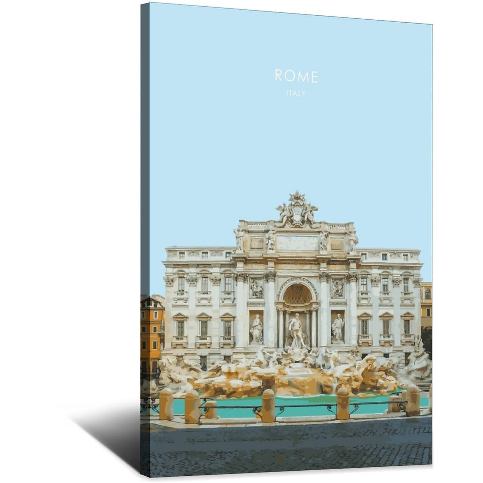 Orbana Frame-Style Rome Italy Vintage Travel Posters 12X18inch(30X45cm) Canvas Print For Living Room, Bedroom, Dorm, Home, Office Wall Decoration