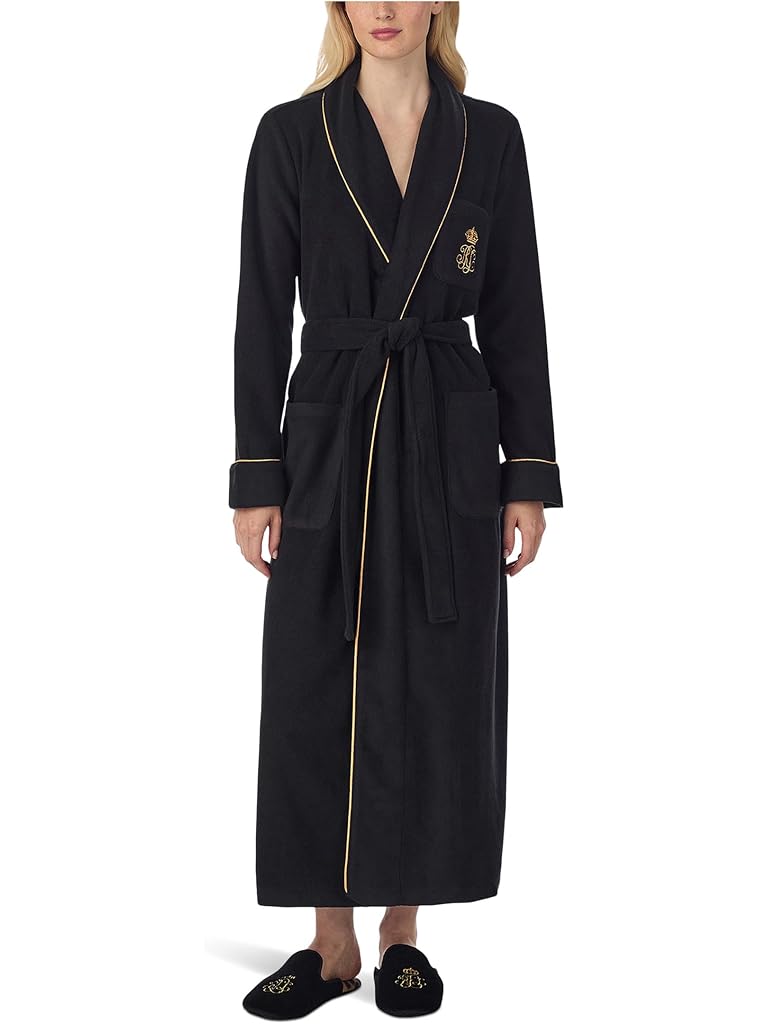 Black Lauren Ralph Lauren Recycled Polyester Dalton Fleece Robe