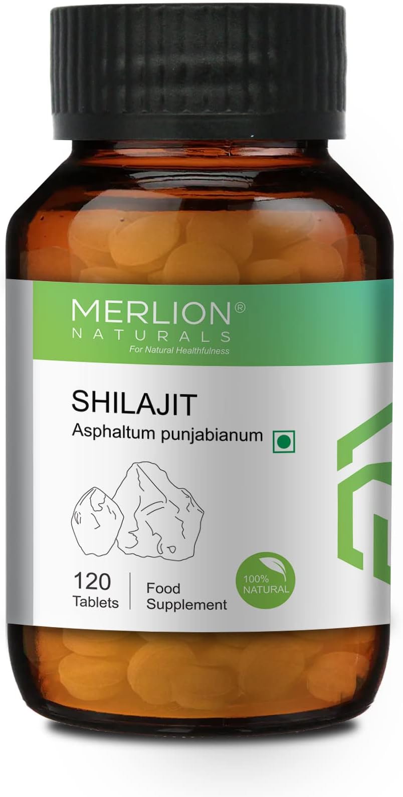 Merlion Naturals Shilajit Tablets, Asphaltum punjabianum, All Natural, Pure Herbs 500mg x 120 Tablets