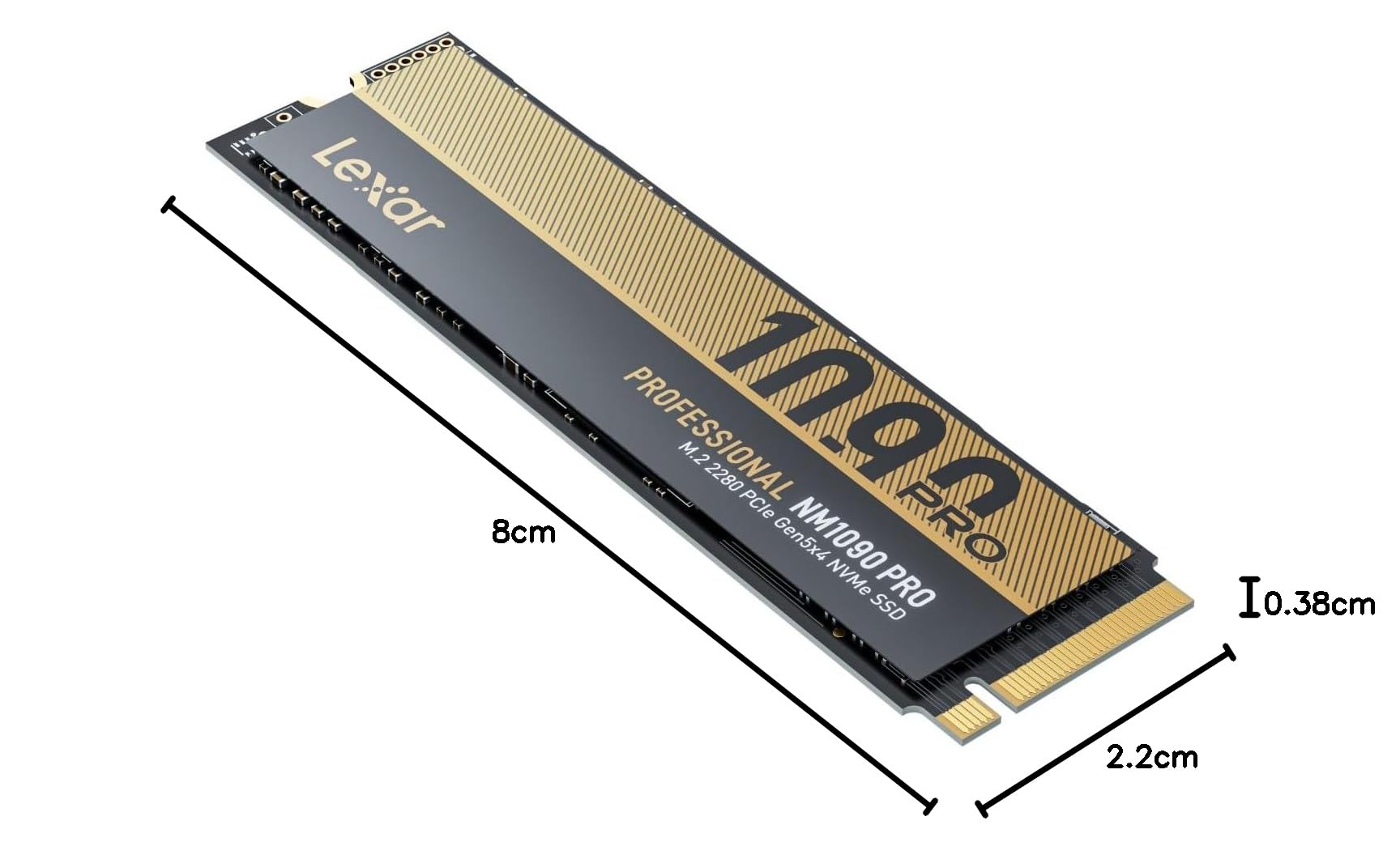 Lexar SSD NVMe PCIe 5.0 Gen5 4TB NM1090 Pro, 14,000 MB/s, diseño de Control térmico avanzado, SSD Interno Compatible con DirectStorage, portátil para Juegos y creación de Contenido