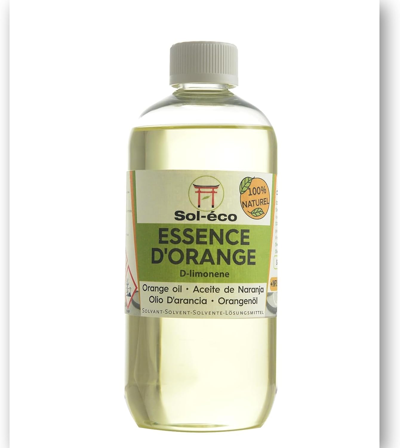 (Sol-éco) Essence d’orange pure | D-Limonène | Origine Espagne | 500ml