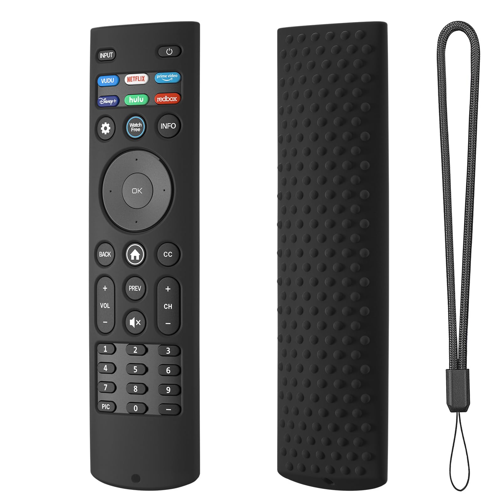 Silicone Case Cover for Vizio XRT140 Remote Silicone Remote Cover for XRT140 Vizio Smart TV Remote Control Shockproof Sleeve with Lanyard (Black)