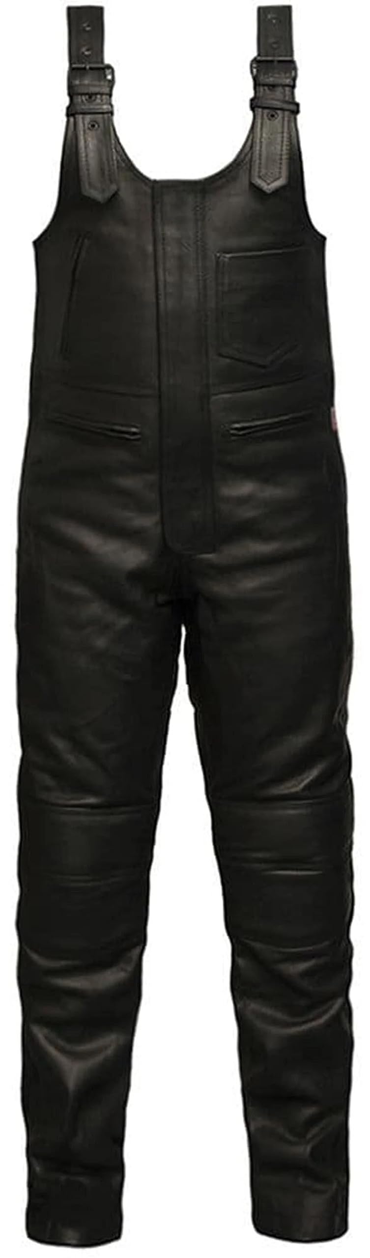 Skintan Men's Black Ce Armoured Leather Motorcycle Salopettes Trousers