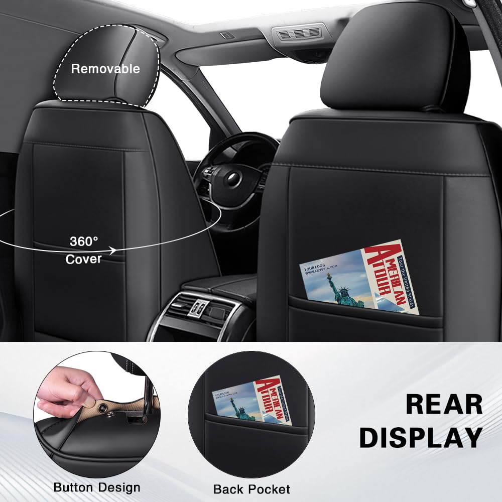 Copri Sedile Auto Universale Per Ford KA RU8 2008-2013 2014 2015 2016, Coprisedili Auto Impermeabile Traspirante，Pelle Nappa，Resistente All'usura(Black gray)