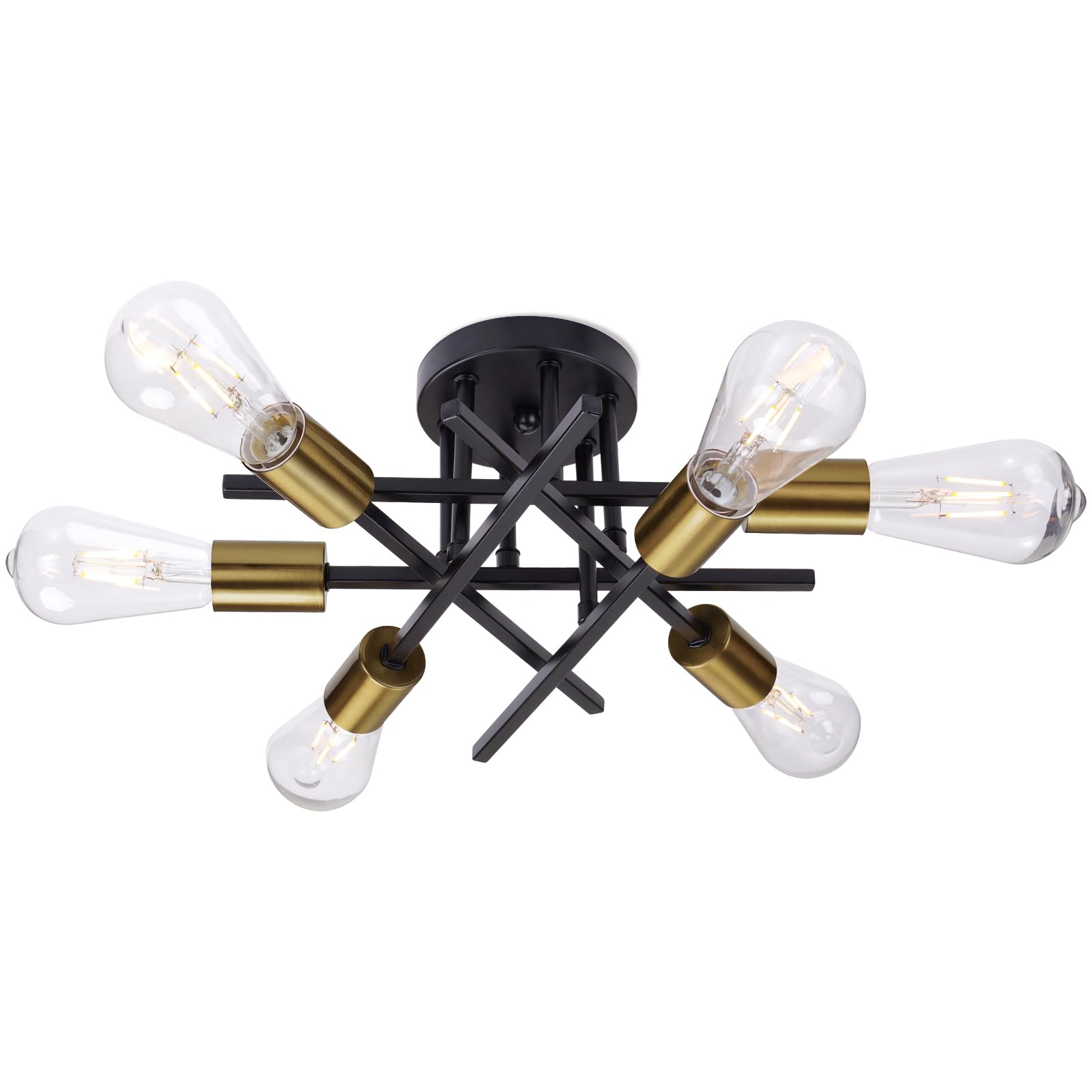 6 Lights Semi Flush Mount Ceiling Light?Mid Century Ceiling Light Fixture?Ceiling Light fixtures,Kitchen Lights Ceiling,Living Room Light Fixture (6 Lights)