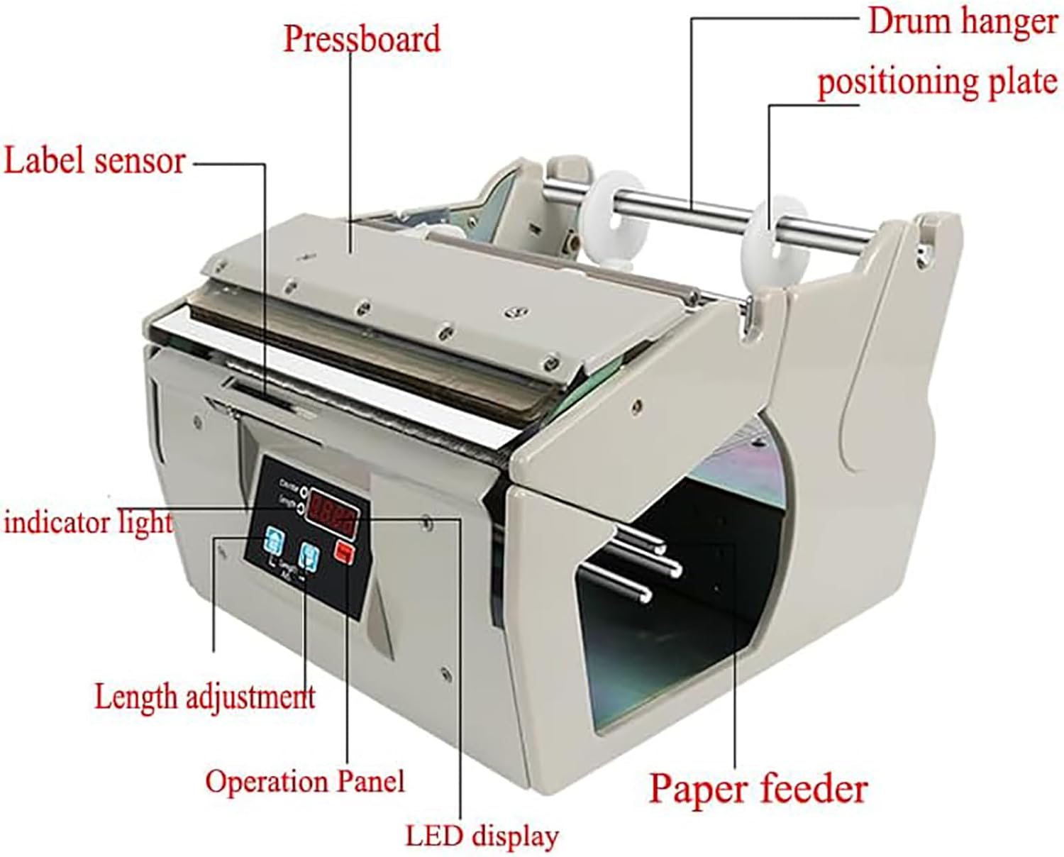 Automatic Label Dispenser, Sticker Separating Machine, Label Stripping Machine with Digital Control, 5-180mm Label Width and Automatic Counting for Self-Adhesive Label/Barcode Labels/Safety Labels