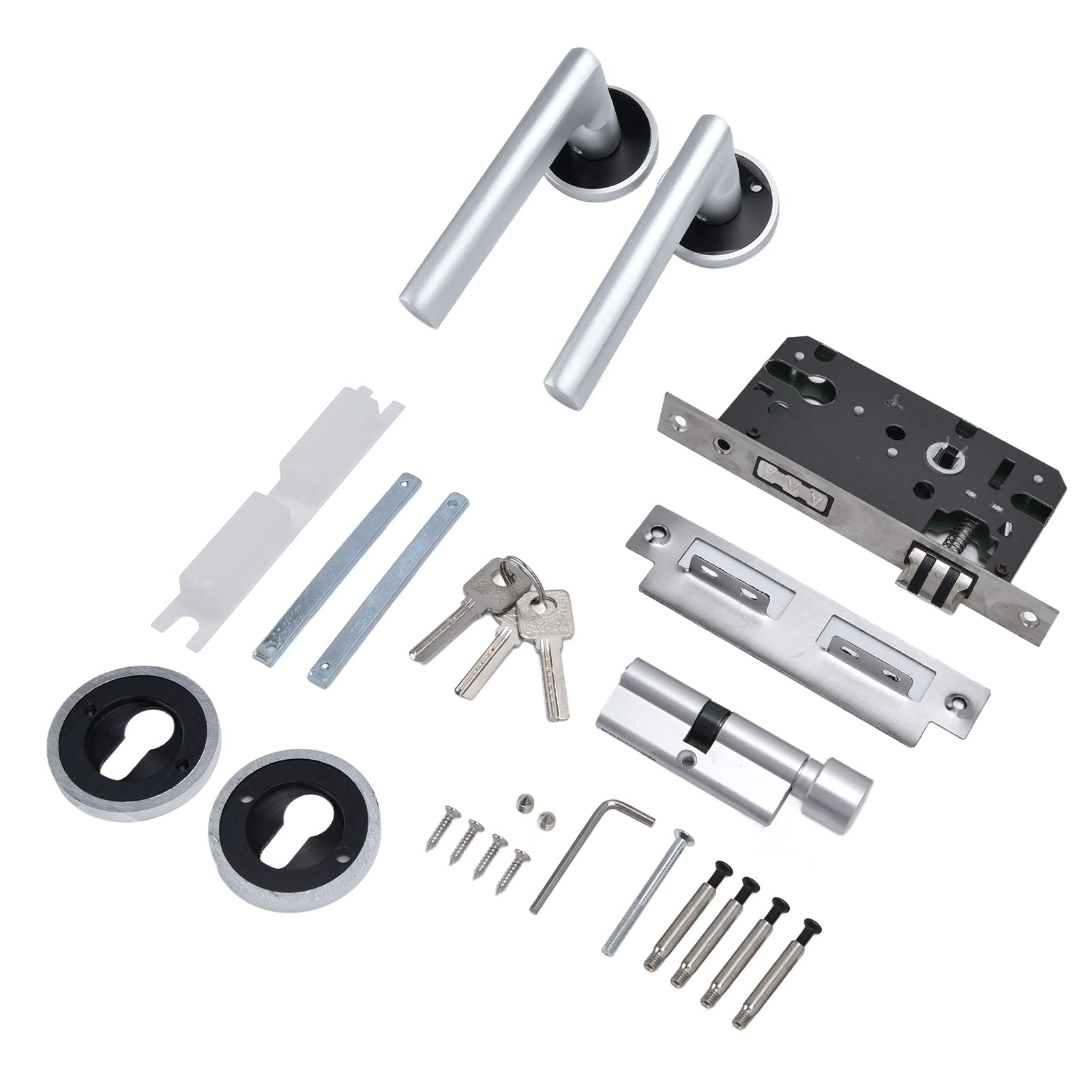 Hyuduo Split Door Handle Lock Set, Thumb Turn Interior Keyed