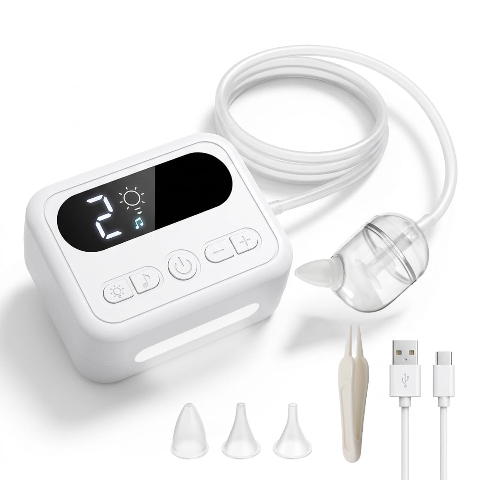 Nasal Aspirator Baby,Electric Snot Sucker for Newborn & Toddler,9-Level Gentle Nose Cleaner with 3 Silicone Tips,Rechargeable Night Light
