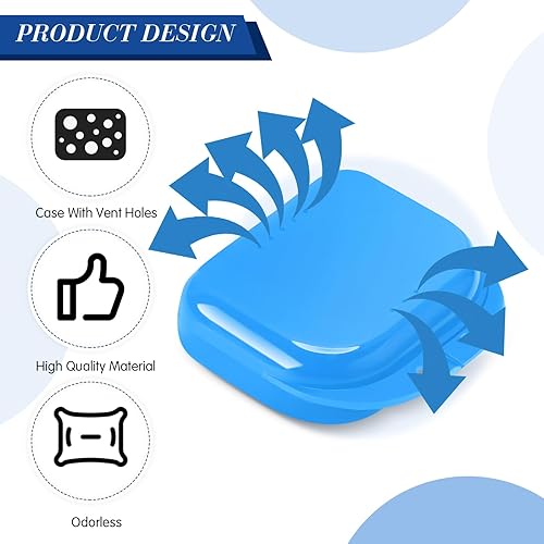 Miniatura 4 de Tanlade 80 fundas de retención dental con orificios de ventilación de 3.4 x 2.8 x 1.1 pulgadas, funda protectora bucal surtida, contenedor de