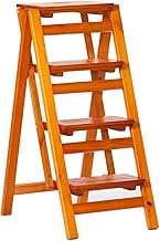 erkebspm Escalera de 4 escalones Escalera multifunción de Madera Maciza de 4 Niveles Escalera de Escalada Interior Plegable para el hogar (Color: Negro)