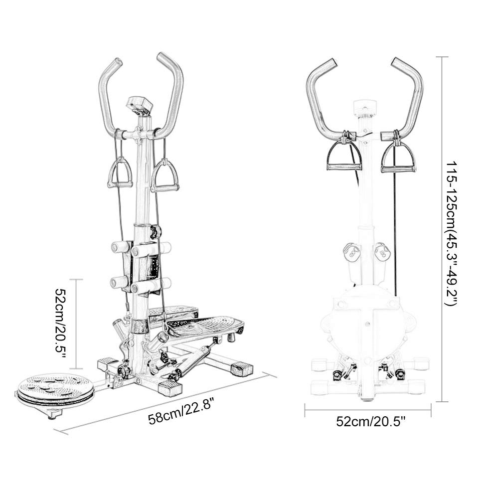 Stepper portatile per la casa, mini attrezzatura idraulica per il fitness idraulica per la perdita di peso per esercizi multifunzione, con corrimano/manubri/display LCD