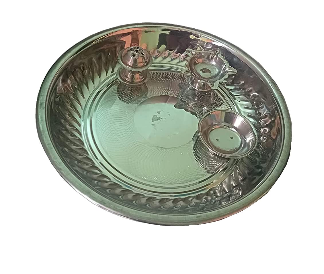 Buy Stainless Steel Pooja thali Set Pooja Plate aarti thali jyot Incense Holder vati Puja Thali