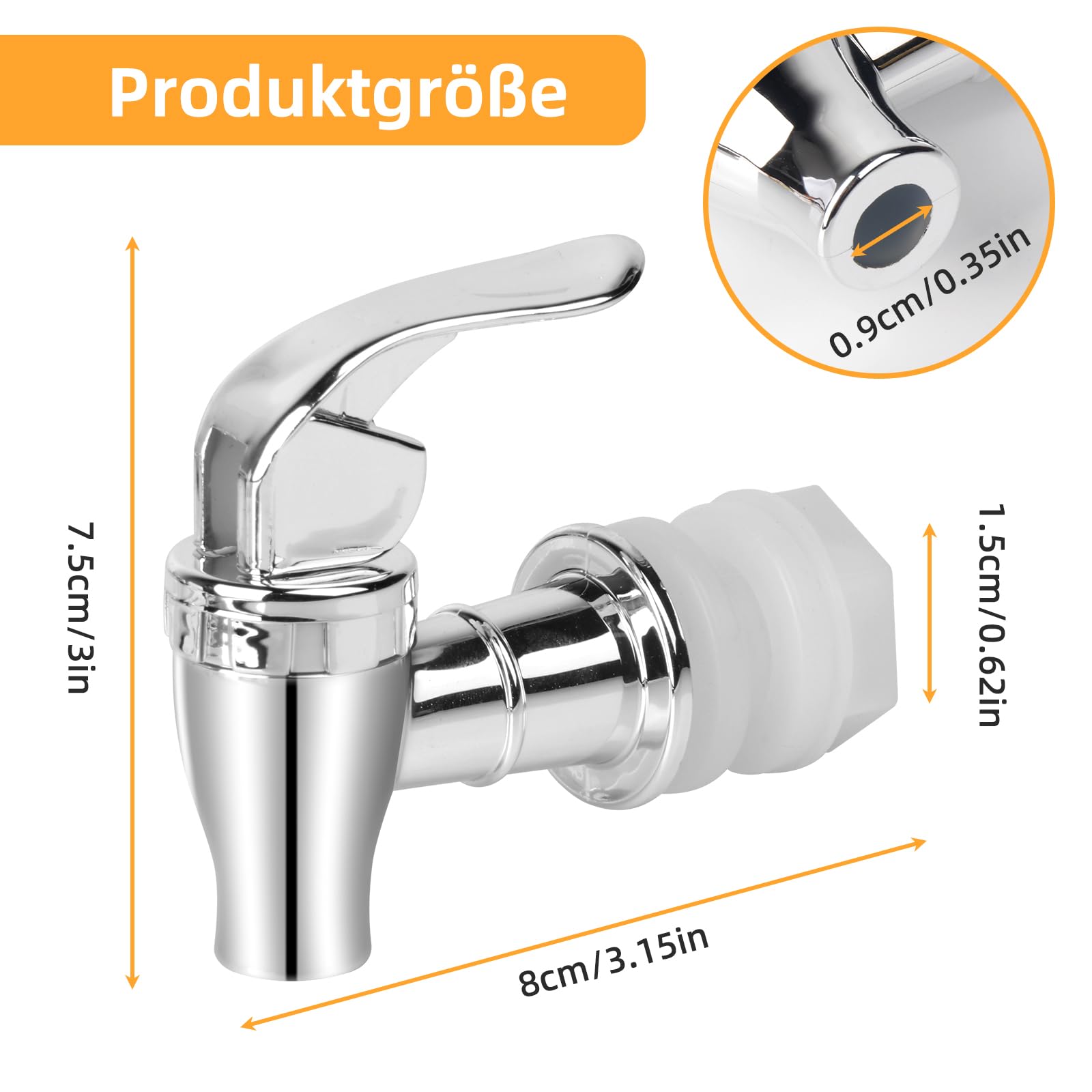 Lot de 2 robinets de rechange en acier inoxydable pour distributeur d'eau froide et chaude