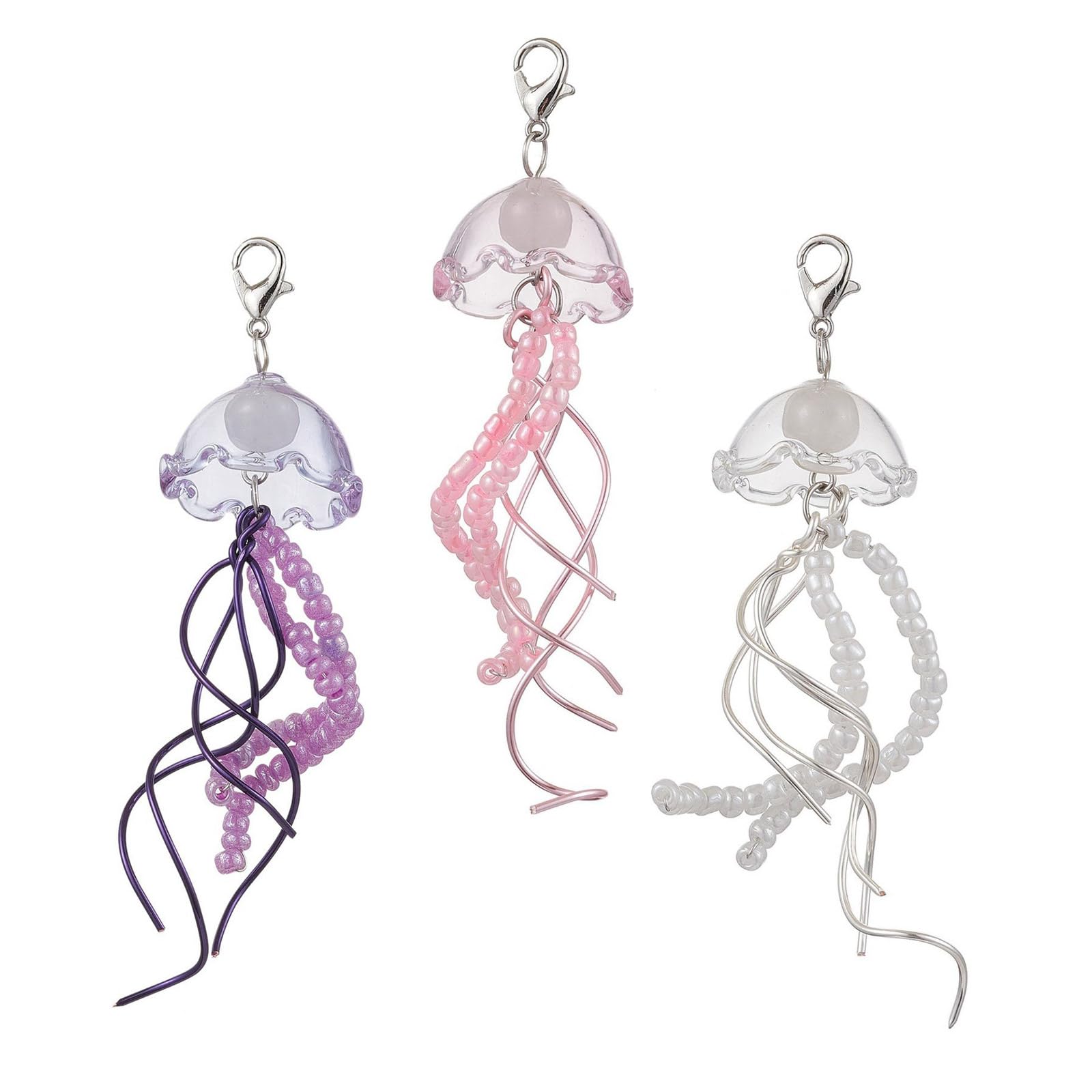 NEWFT Artistics Jellyfish Winds Chimes Keychain With Colorful Glass Beads Accessory for Creative Individuals Stylish Outfits