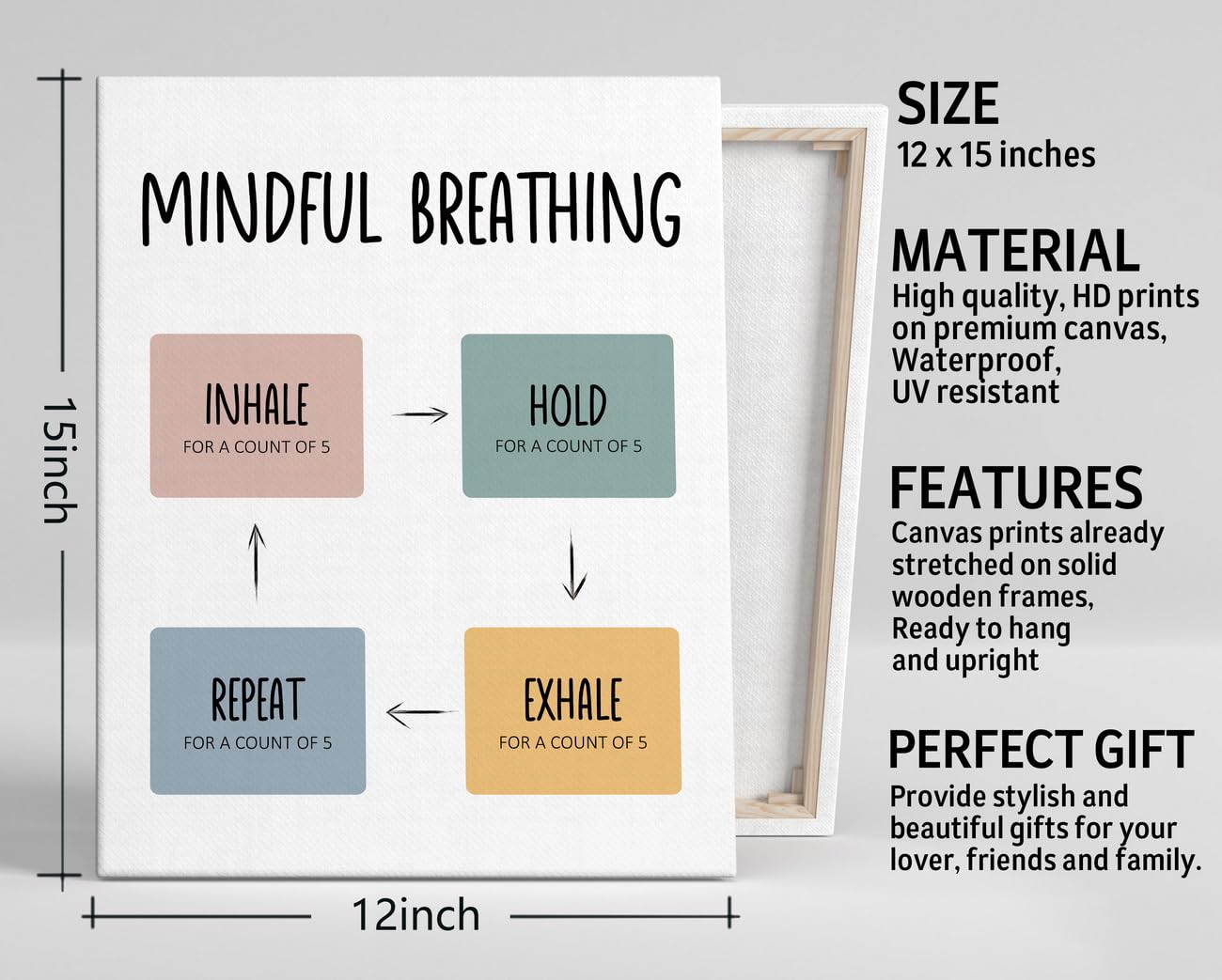 HOURIA Framed Watercolor Mental Health Canvas Wall Art Inhale Exhale Wall Decor,8x10 Set Of 6 Therapist Psychologist Office Decor Inspirational Art Print For Bedroom,Calming Corner,Counseling Room - View #9