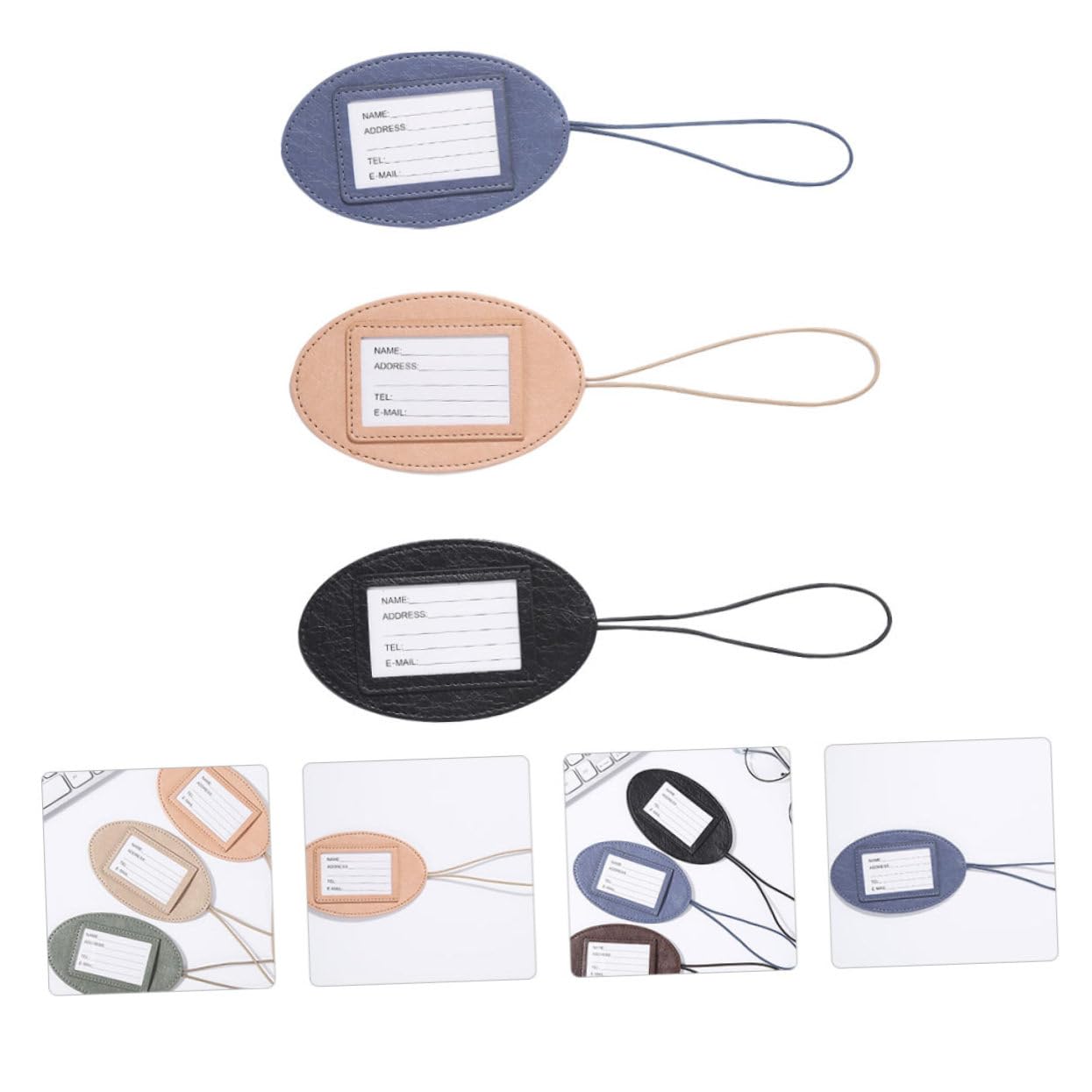 Healeved 3 Set Etichetta Bagaglio in Pelle Etichetta Di Identificazione Del Bagaglio Etichetta Della Carta D'imbarco Etichette Etichetta Bagaglio Portatile Pelle Sintetica 3 Pezzi*3