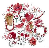 Navy Peony Red Heart and Rose Valentine Stickers (28 Pieces) | Waterproof Decals for Laptops |...