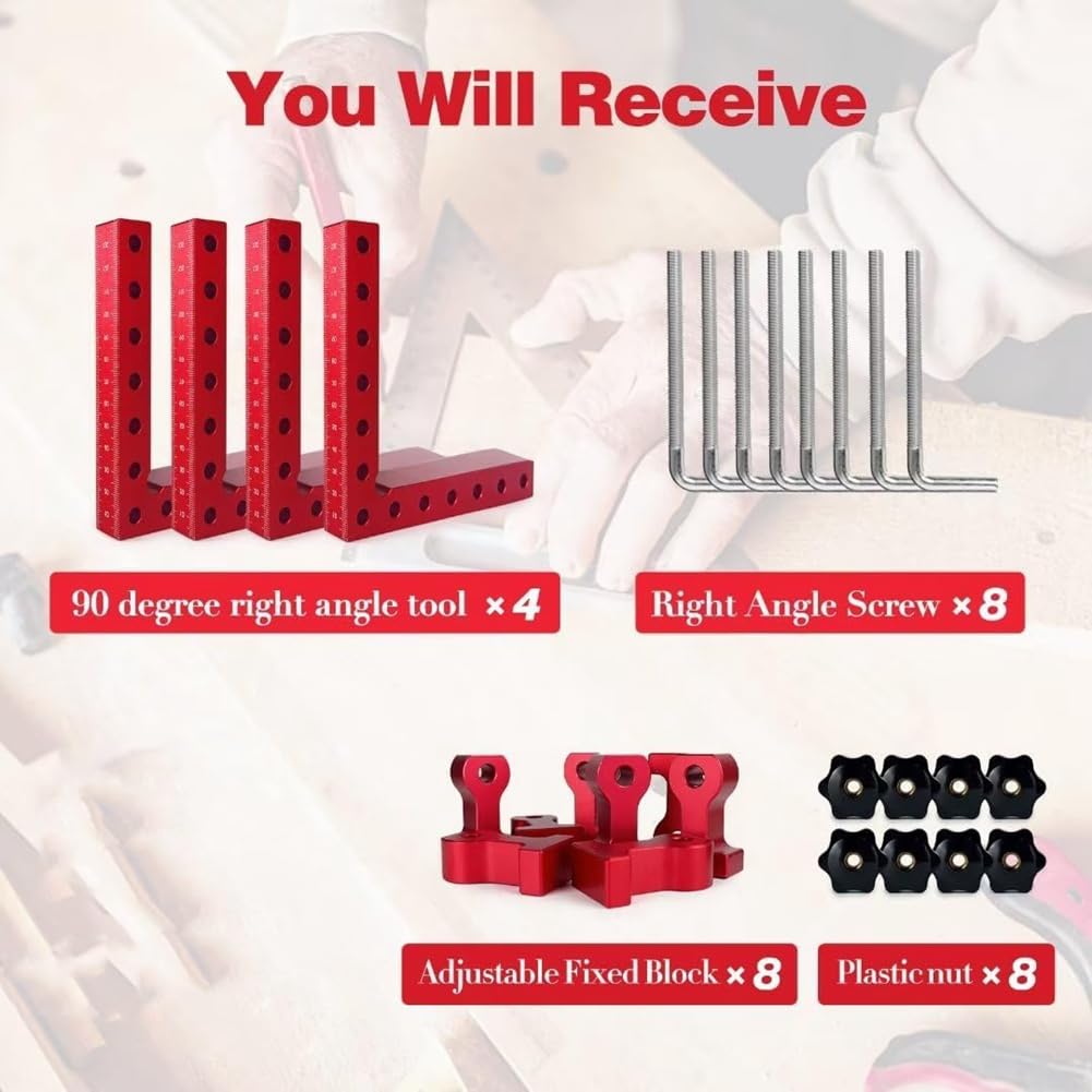 Bloepum 90 Degree Clamp Corner Clamp - Right Angle For Woodworking 4Pack 5.5Inch Aluminum Alloy Corner Clamp Wood Working Tools Easy To Use