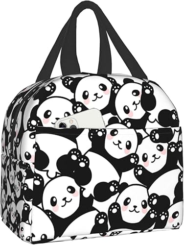 Linda lonchera de panda Bolsas de almuerzo aisladas para niños y niñas, bolsas de almuerzo reutilizables, perfectas para la escuela, campamento,