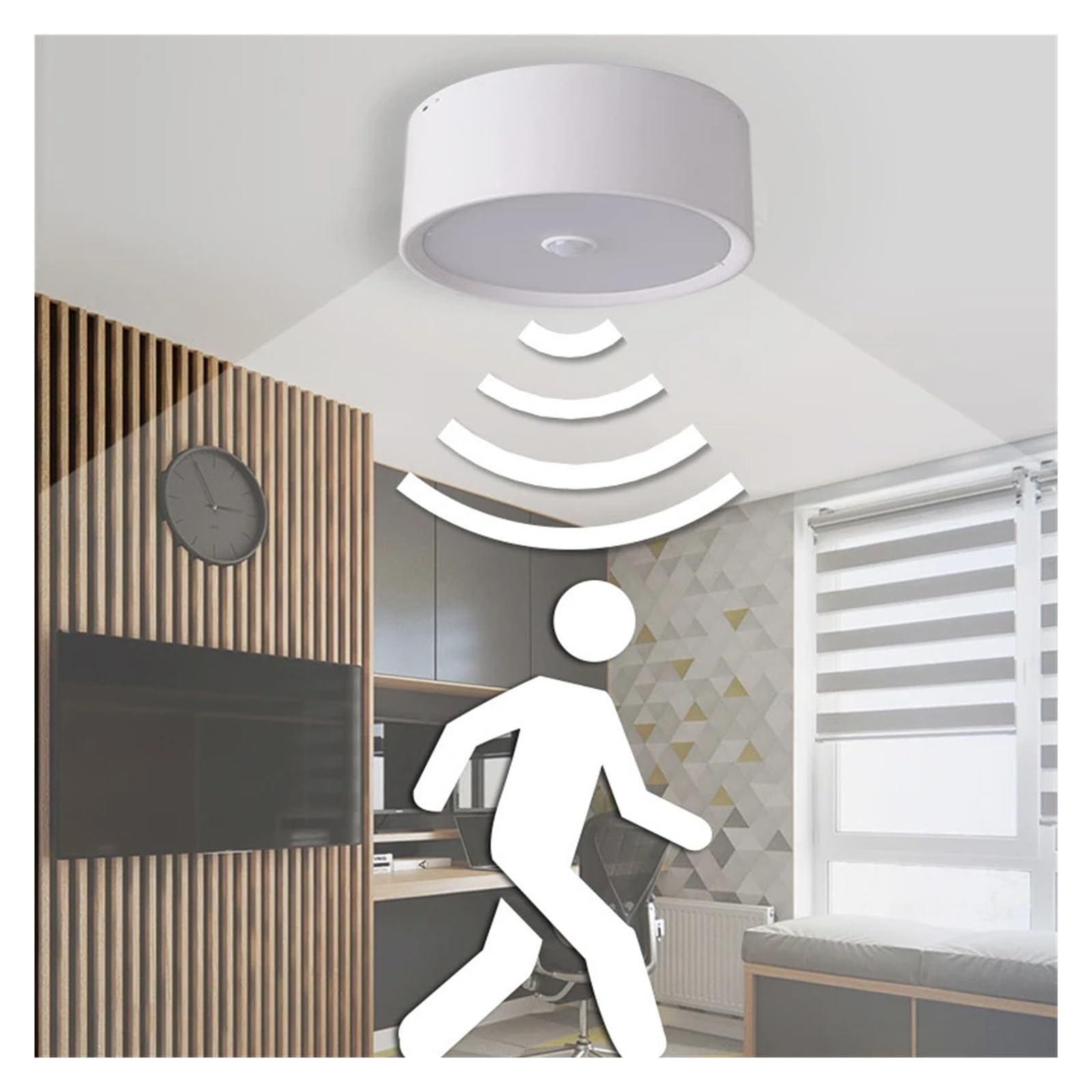 eufeifeiegds LED-Einbauleuchte mit PIR-Bewegungsmelder, 12 W, 18, 24, zur Deckenmontage, geeignet for Schlafzimmer, Badezimmer, Flur, Garage, Hotel, Nachtlicht(Warm white 3000K,WHITE SENSOR_20W)