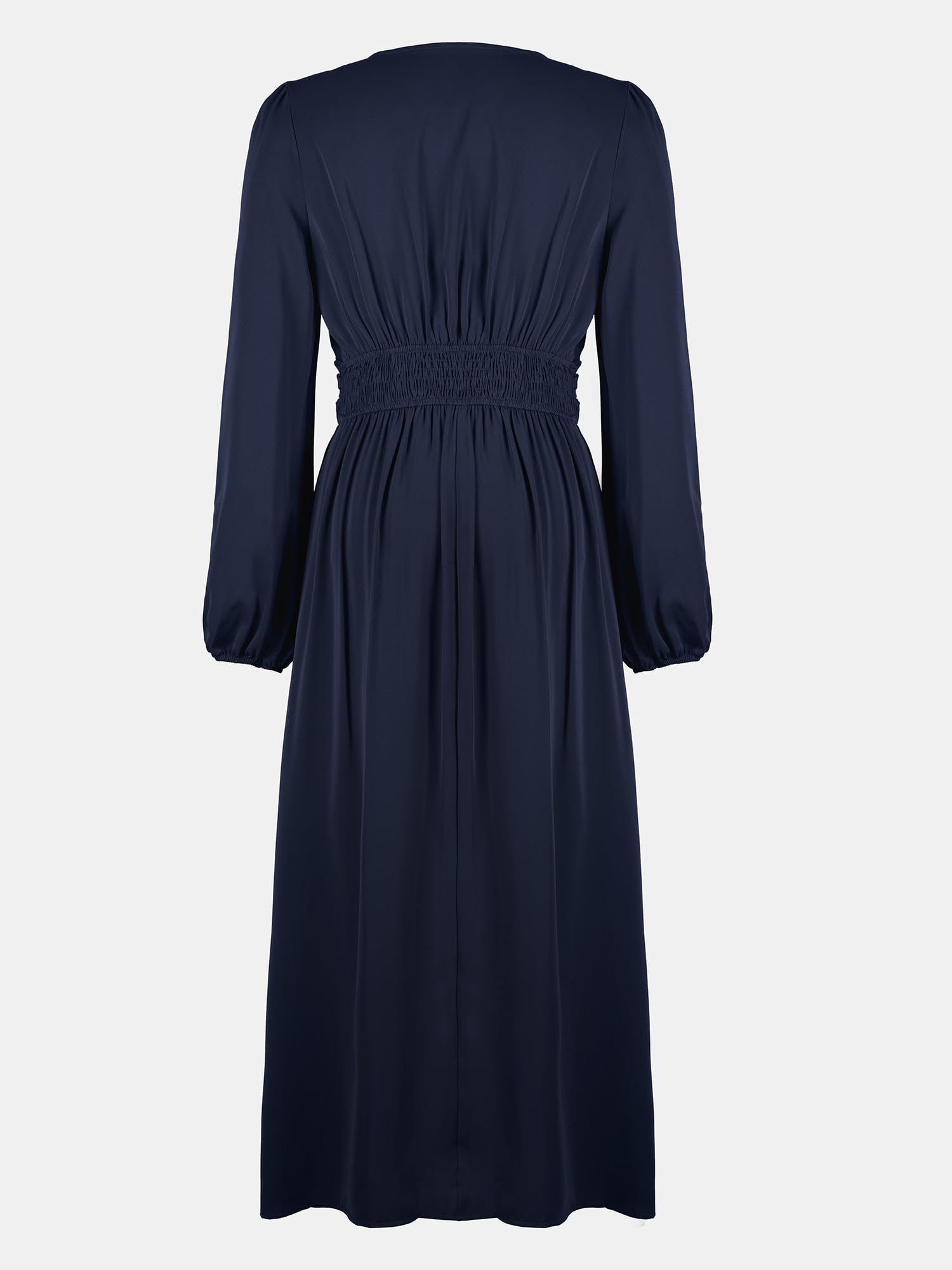 CUPSHE Robes d'automne pour femmes, col en V, manches longues, tunique fendue à la taille, couleur unie, robe midi décontractée