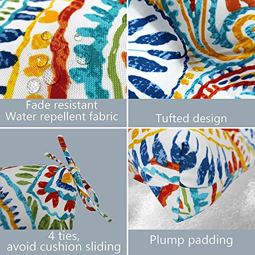 Lvtxiii 2 Pack Outdoor/Indoor High Back Chair Cushions, Deep Seat Patio Seat And Back Cushion Set, Stuffed High Rebound Foam Rocking Chair Cushions, 44”X22”X4”, Paisley Ummi Multi #TOP2