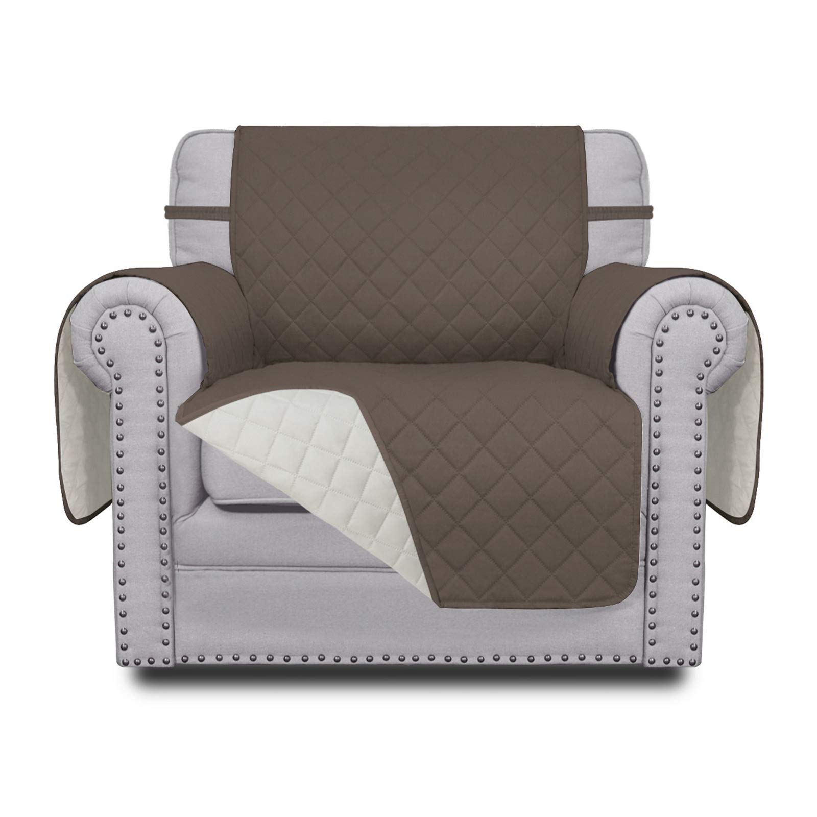 Easy-Going Reversible Couch Cover, Small Chair, Taupe/Ivory