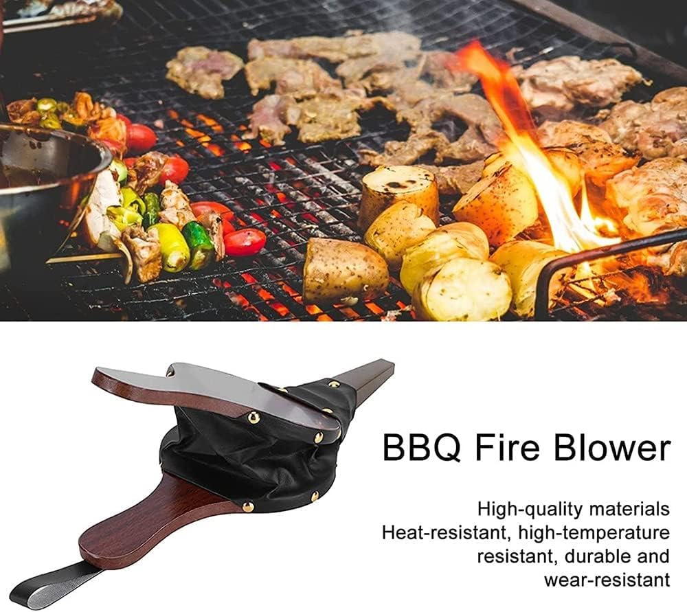Roysmart Gold-Coloured Decorative Nails, Wooden Fireplace & Grill Bellows, 43 x 19 cm, brown - Image 2