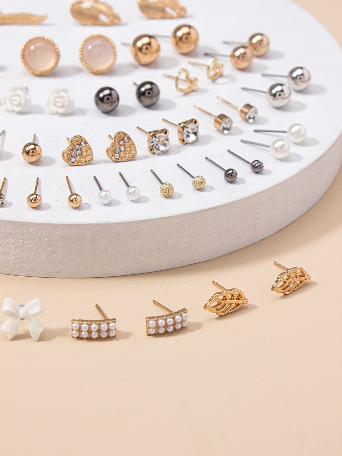 30 Pairs Latest Stylish Crystal Pearl Earrings Combo Set