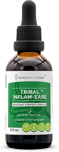 Tribal Inflam Ease Extracto de alcohol, gotas de hierbas de alta potencia, tintura hecha de cúrcuma, regaliz, prado, jengibre, espirulina. Fórmula