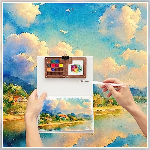 Qilery QILERY-WATERCOLOR PALETTE SET-0077 Mini Portable Watercolor Palette Set Wooden Grid Paint Box thumb #5