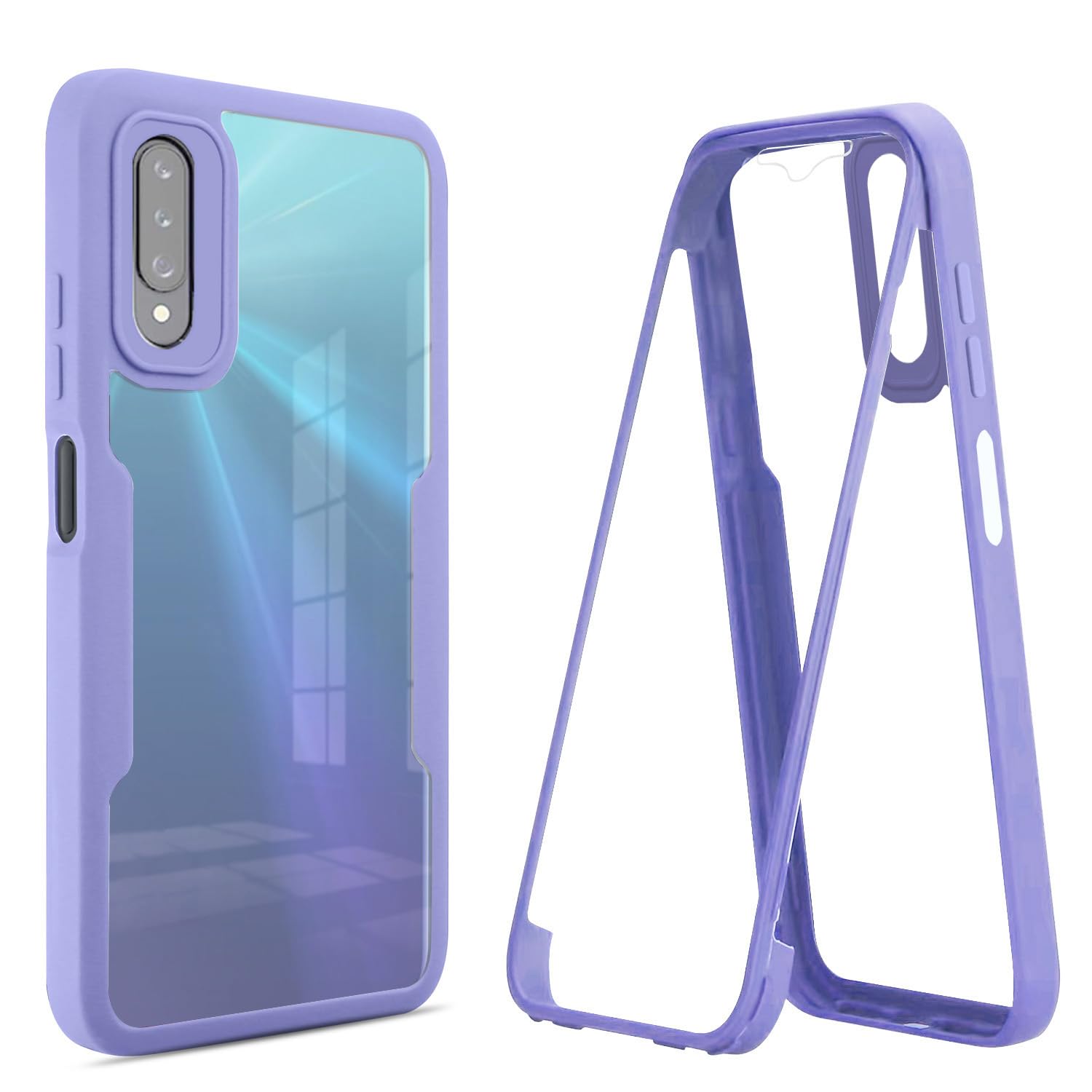 Asuwish Phone Case for Samsung Galaxy A20s with Built in Screen Protector Cover and Cell Accessories Silicone Rugged Hybrid Slim Thin Dual Layer Protective A 20s Plus Gaxaly A207M Women Men Purple