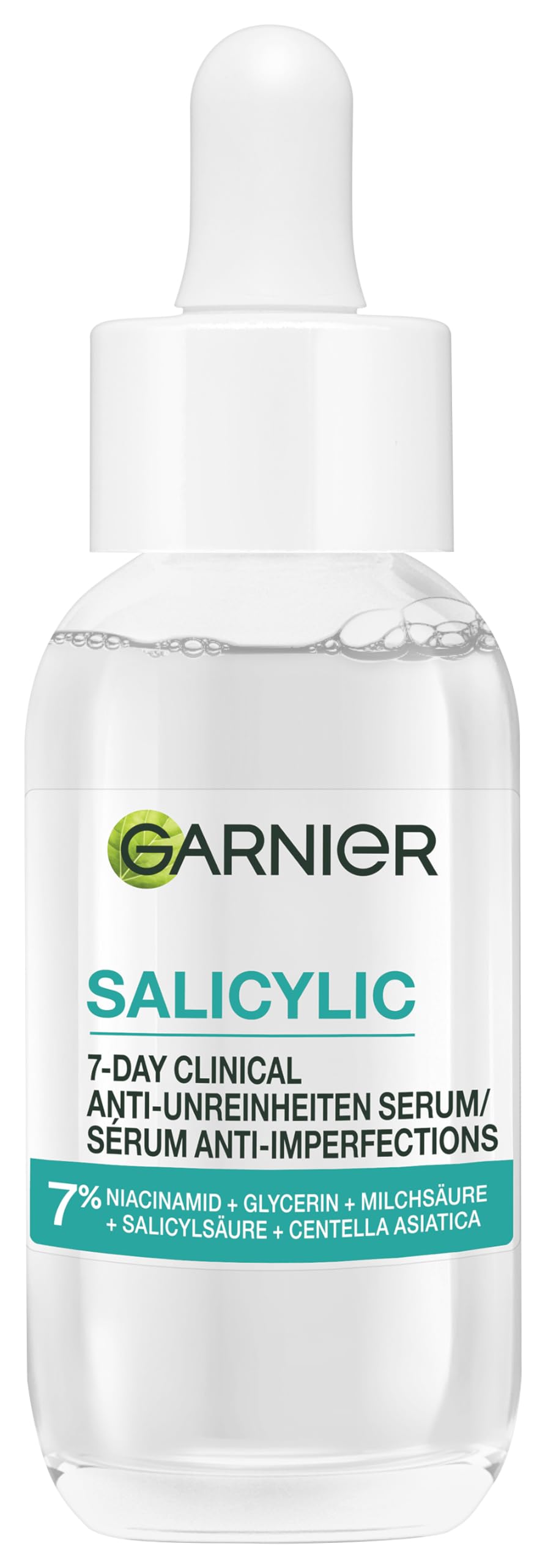 Garnier Hautklar Salicylic 7-Day Clinical Anti-Unreinheiten Serum – 7 Prozent Komplex mit Salicylsäure & Niacinamid – Gesichtsserum gegen Pickel, Poren & Pickelmale – Für empfindliche Haut – 30ml