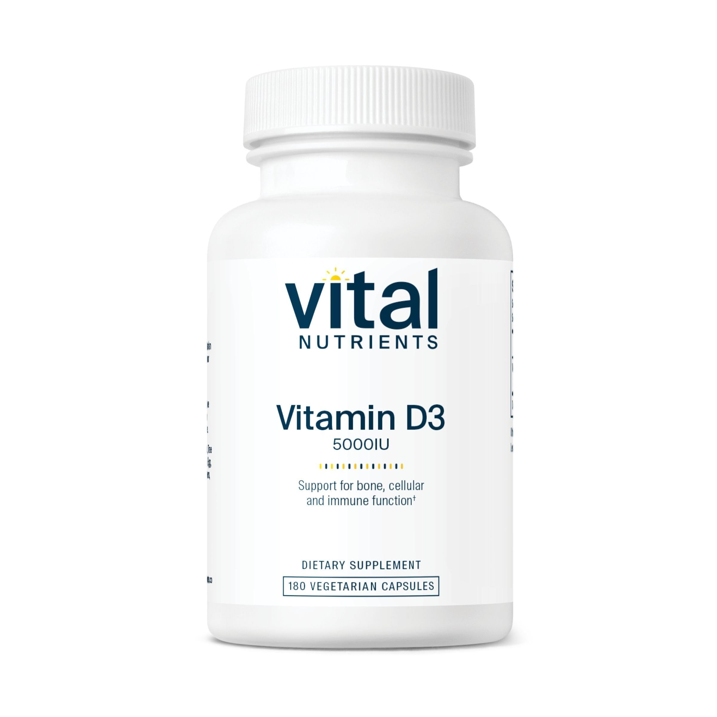 Vital Nutrients Vitamin D 5000 IU Vitamin D3 Supplement Healthy Bones Teeth Muscles Cellular Immune Function Calcium Absorption
