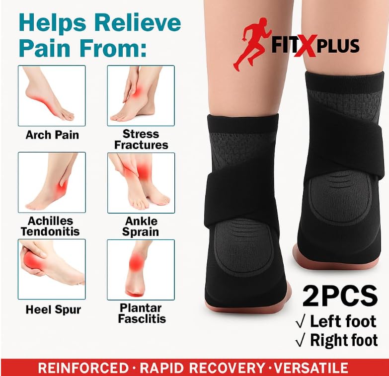 Image of FIT-X-PLUS Small Ankle Brace for Men & Women (Pair) - Compression Ankle Support Sleeve for Sports, Running, Gym, Walking, Workout, Basketball & Daily Activities (Black)
