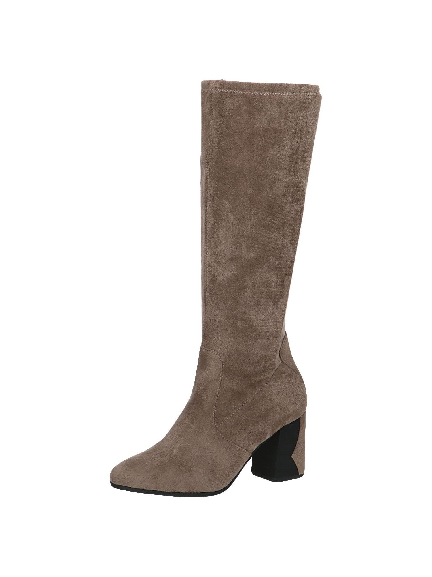 Caprice Women's high boots with heel Memotion knee-high Block heel Width G, Brown (Taupe Stretch), 7.5 UK