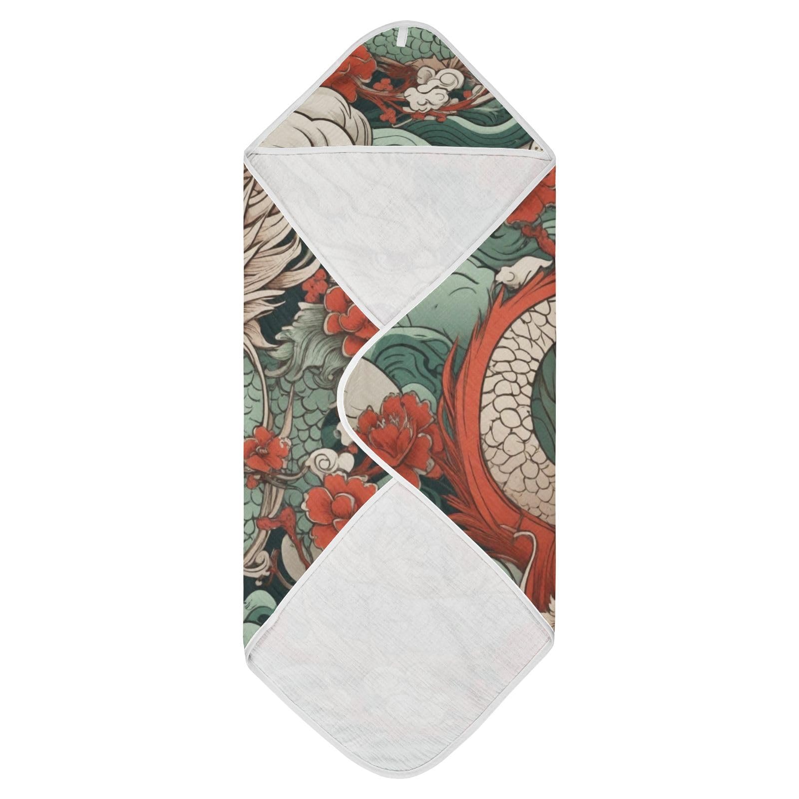 PaChyLuu Retro Dragon Baby Hooded Towel Soft Cotton Baby Towels Ultra Absorbent Bath Towel for Babies Boys Girls, 30x30 Inch