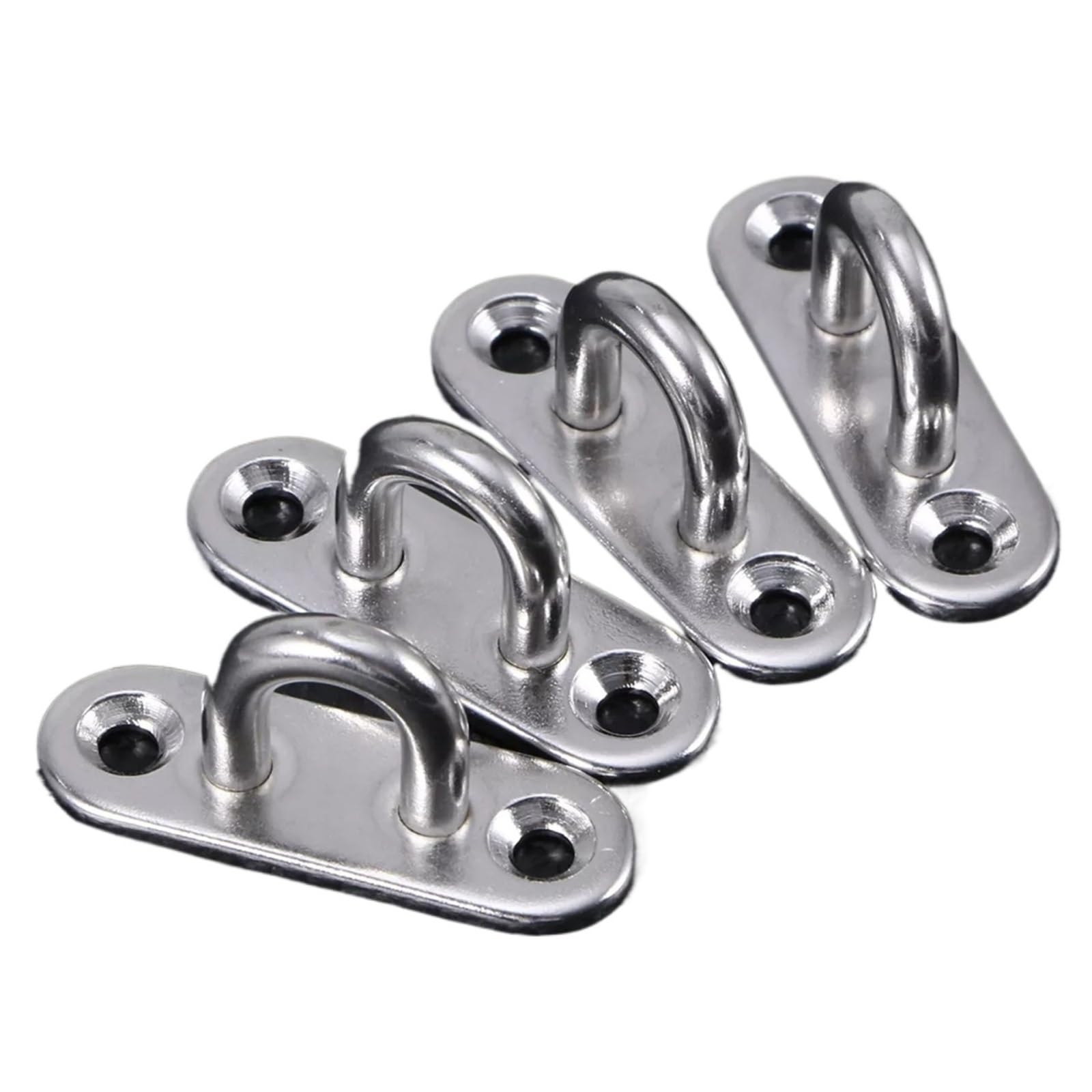 WEKONUMEX Pad Eye Plate U Hooks, 4Pcs 5mm Ceiling Hook Hardware Oblong Pad Eye Plate Metal Staple Ring Hook