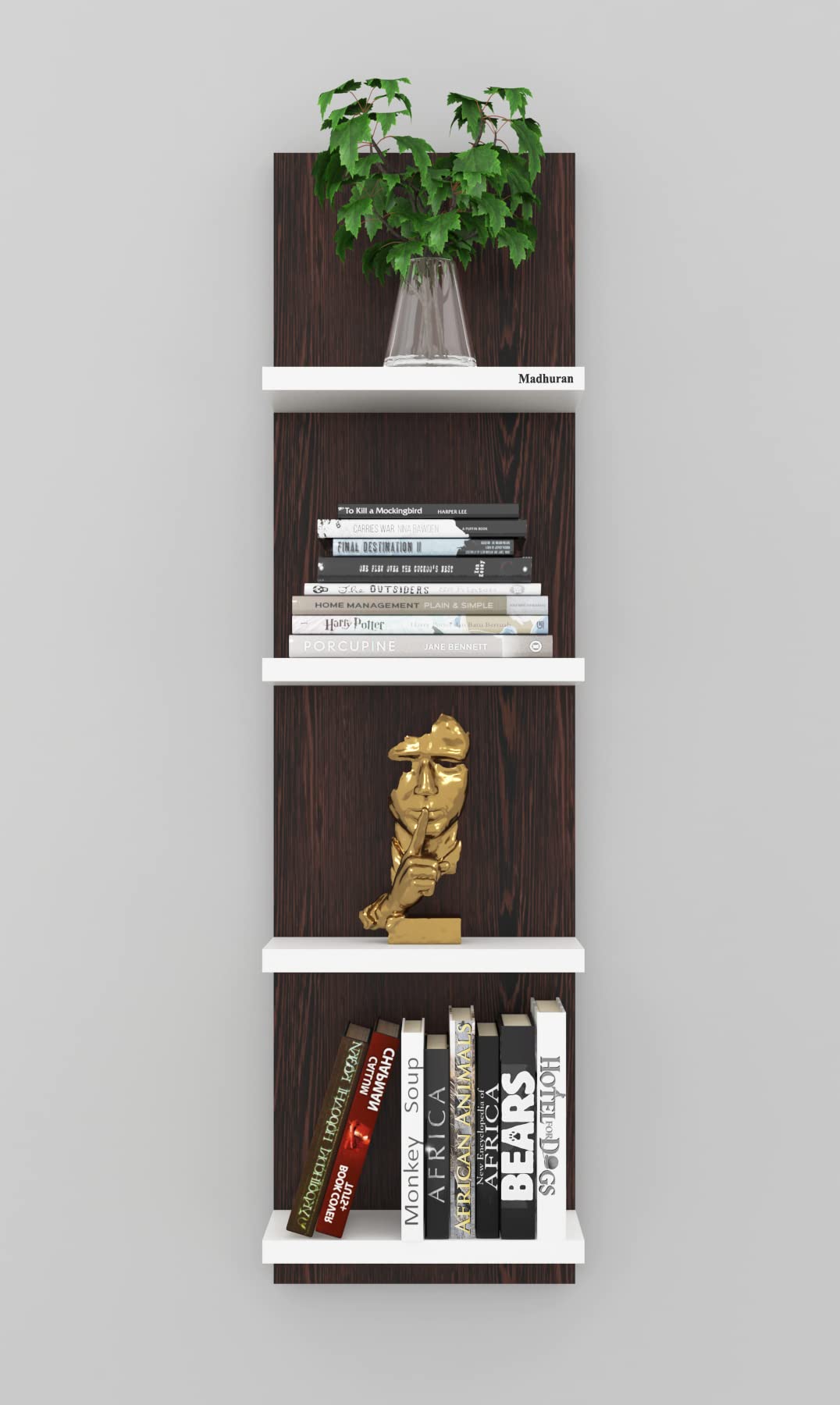 Madhuran Pro Engineered Wood Wall Mounted Books Shelf Racks Stand (Wenge White) Home Soap Living Room Kitchen Office Study Library Multipurpose Storage Organizer